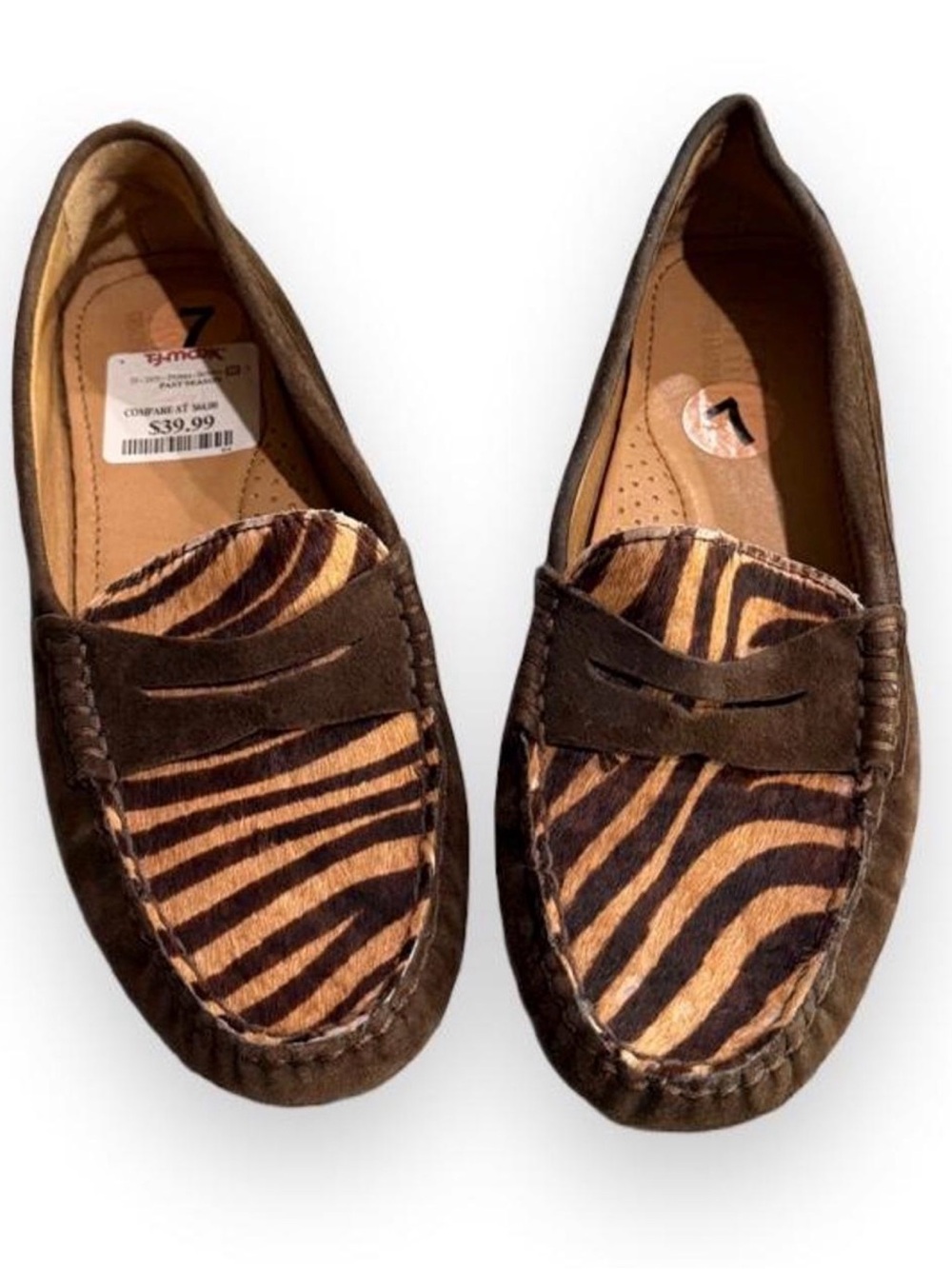 Ralph Lauren Camila Animal Print Moccasins Brown US 7B
